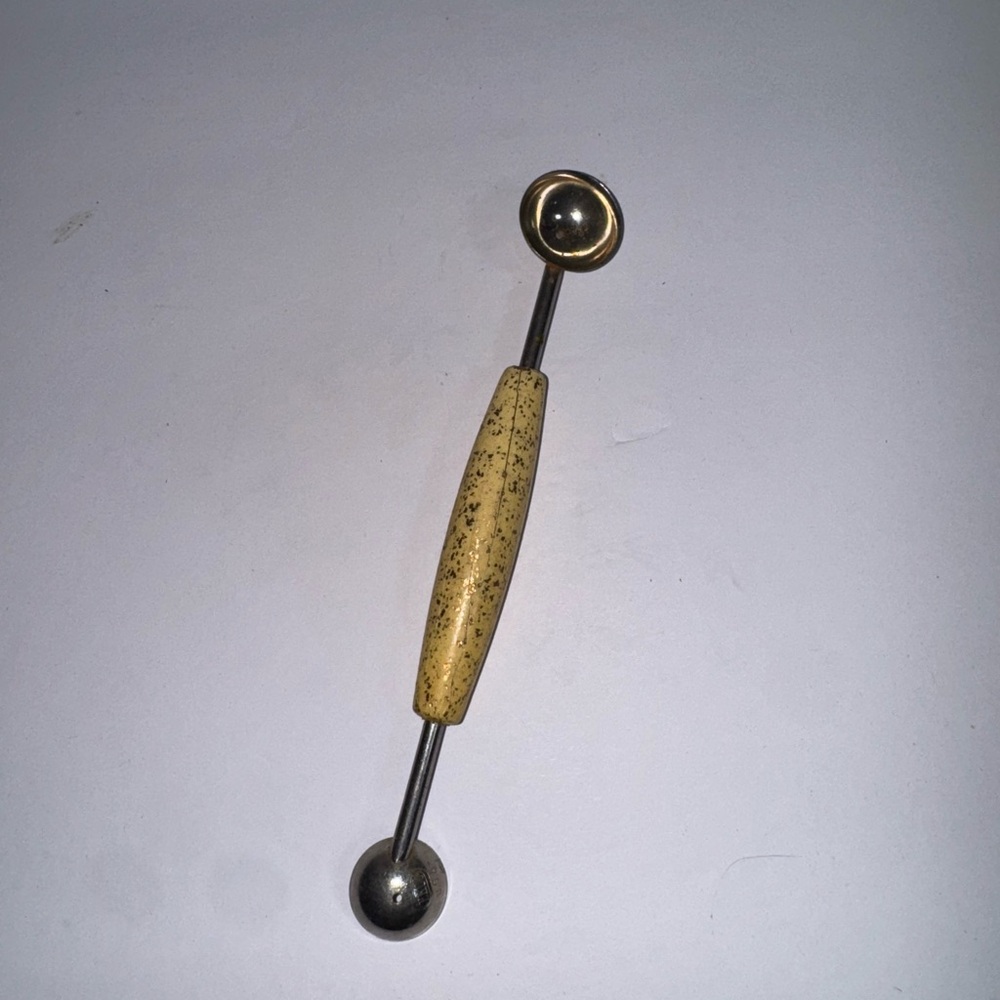 Dual-Sided Stainless Steel Melon Baller with Tan Handle